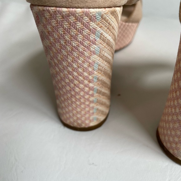 NEUTRAL TAN NUDE BEIGE FAUX LEATHER OPEN TOE SANDAL CHUNKY HEEL ANKLE STRAP - Picture 6 of 10